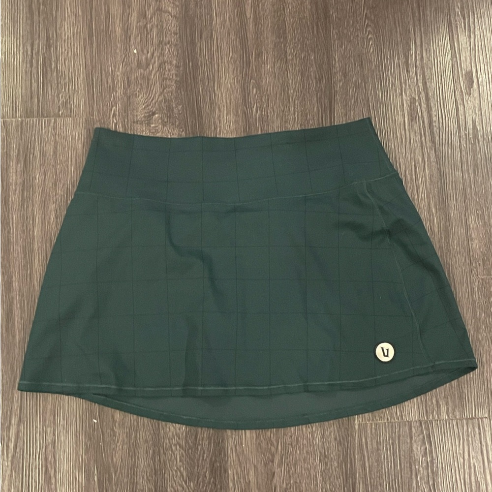 Vuori Dark Green Checkered Mini Skirt